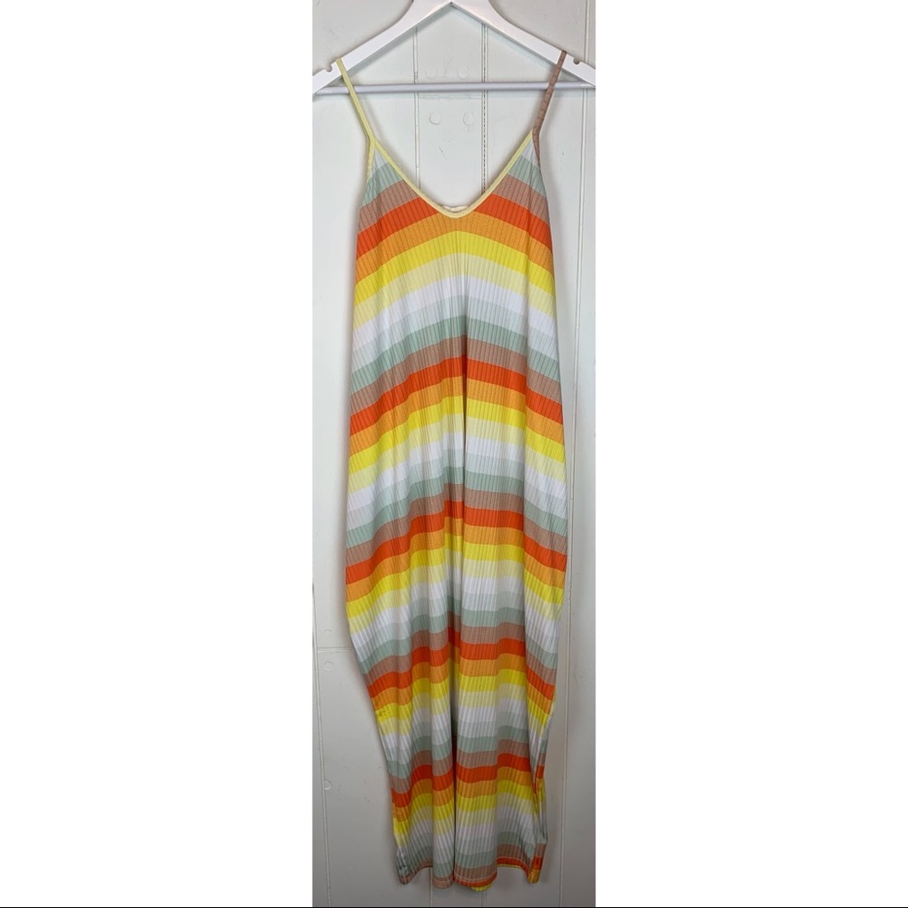 Love In Striped Maxi Dress With Pockets Large